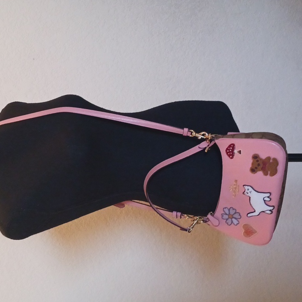 Coach Teri Candy Pink Leather with Creature Patches Crossbody Bag - Picture 2 of 14